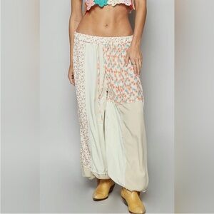 Free People POL Boho Patchwork Wide Leg Harem Pants Size Large NWOT